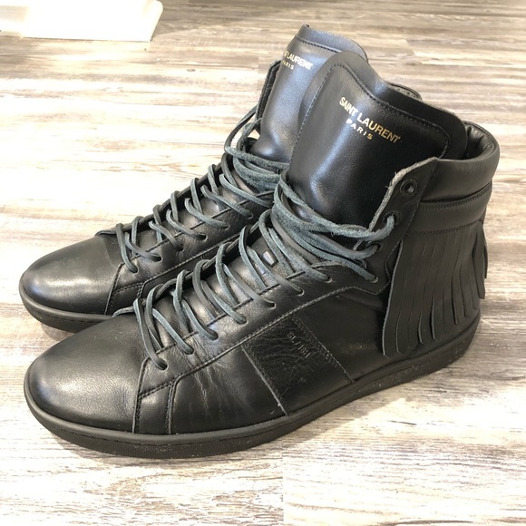 SAINT LAURENT BLACK FRINGE SNEAKER. SIZE 42.5 - Picture 4 of 8